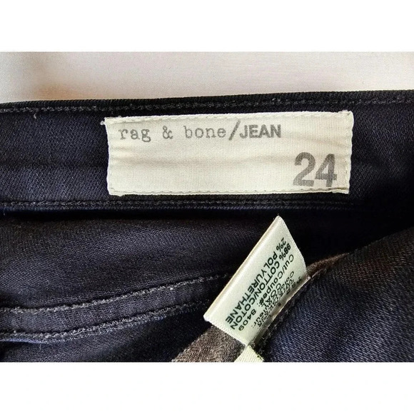 Rag & Bone Size 24X28 Women Black High Rise Skinny Embroidered Pocket Logo Jeans - Picture 4 of 16